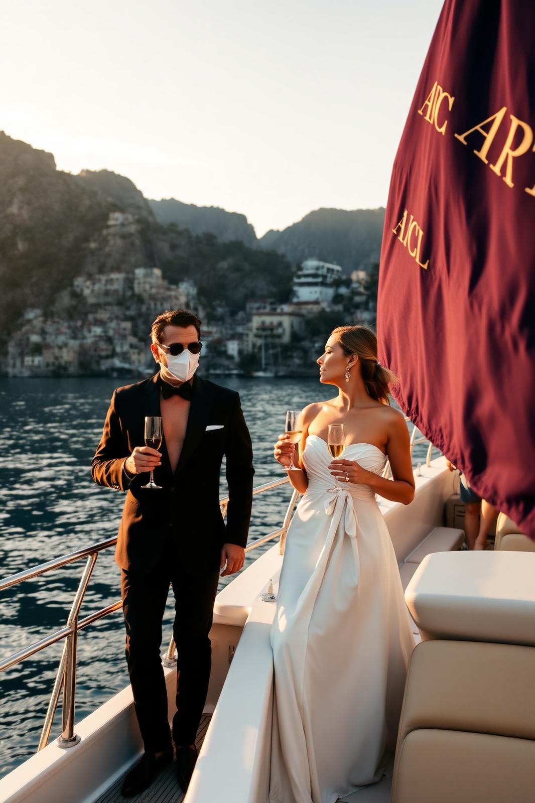 Amalfi Coast yacht — golden hour